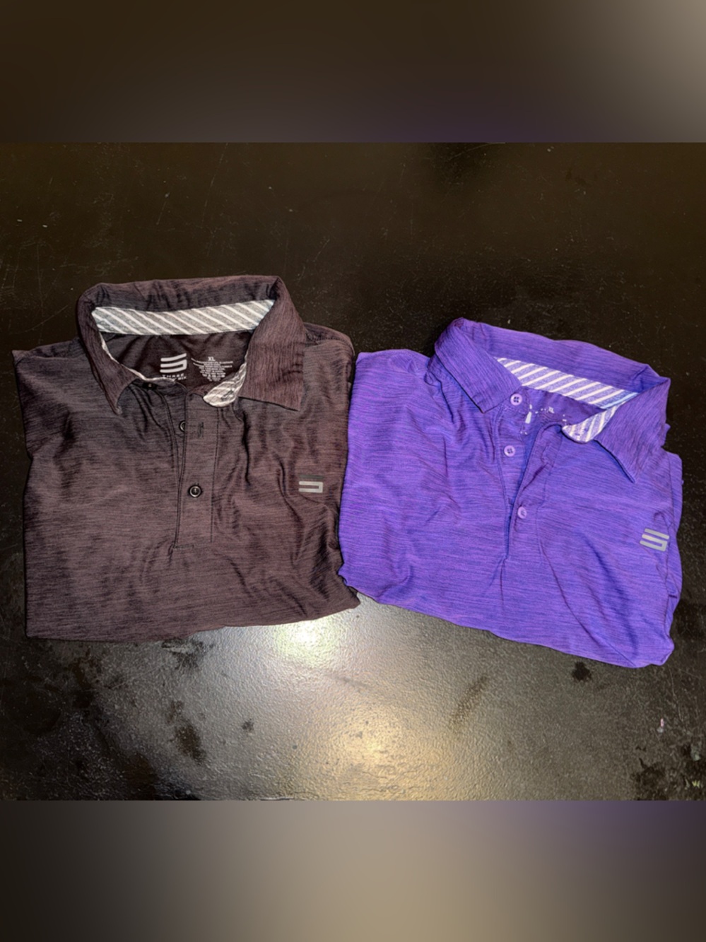 Three Sixty Six Men's Short Sleeve Polo - heathered Purple & heathered brown